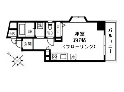 メゾンアワジII(ワンルーム/4階)の間取り写真