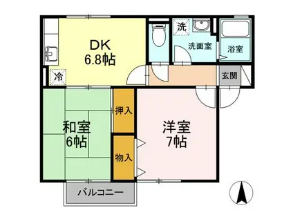 セジュール笠原A棟(2DK/1階)の間取り写真