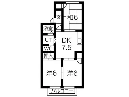 アパートメントハウスAKARI(3DK/2階)の間取り写真