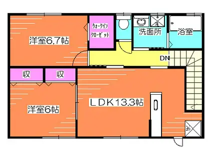 セリシール東中田(2LDK/2階)の間取り写真