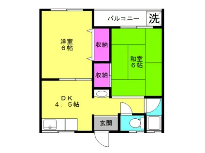 マンション若葉(2DK/1階)の間取り写真