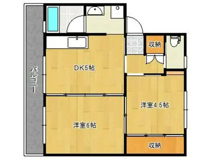 ソロンBLD三潴II(2DK/5階)の間取り写真