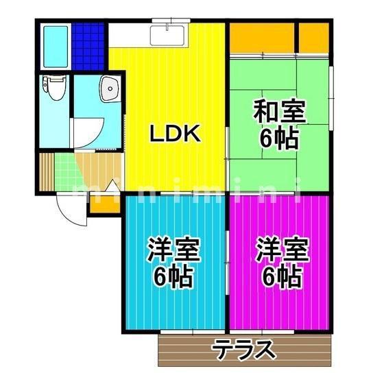 グランドール壱番館(3DK/2階)の間取り写真
