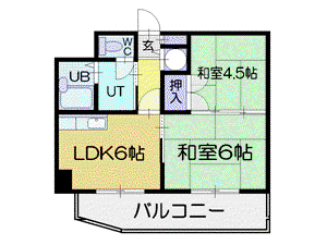 ONOレジデンス南小樽(2DK/2階)の間取り写真