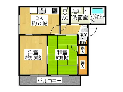 メゾンドエムシステム(2DK/2階)の間取り写真