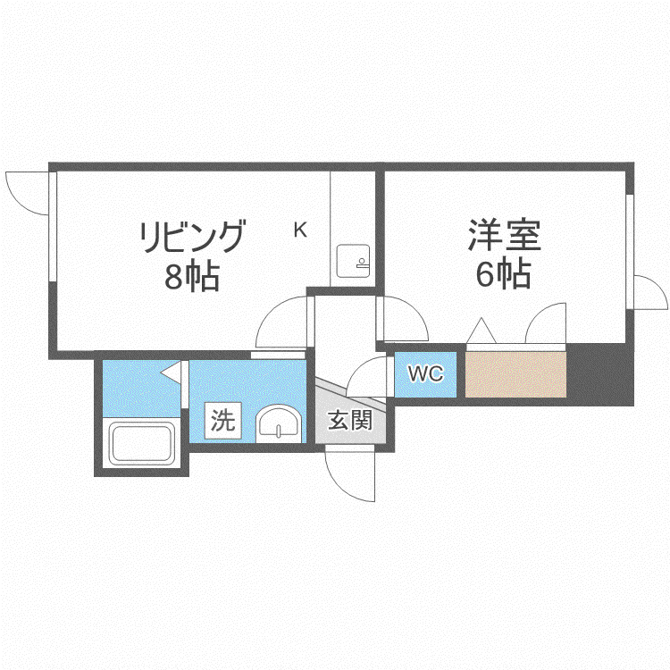 月寒パークヴィラ(1LDK/2階)の間取り写真