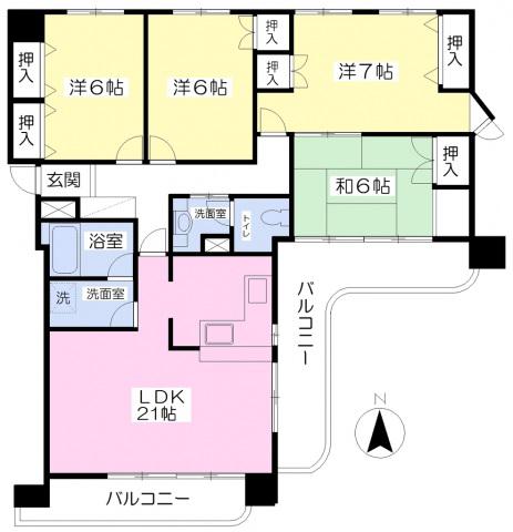 サンハイツ宇多津(4LDK/11階)の間取り写真