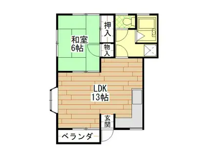 コーポJパーク(1LDK/1階)の間取り写真