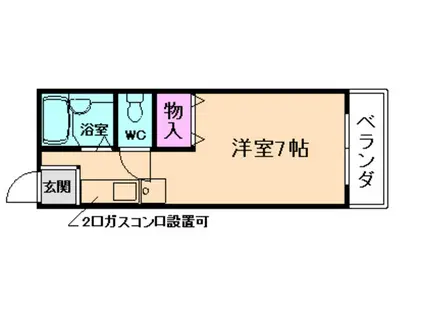 サニーライフ(ワンルーム/2階)の間取り写真