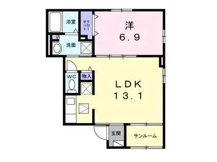 LAUREATO(1LDK/1階)の間取り写真