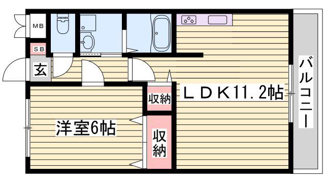イーグレットハウスA棟(1LDK/2階)の間取り写真