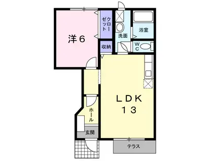 アルカサール幸 B棟(1DK/1階)の間取り写真