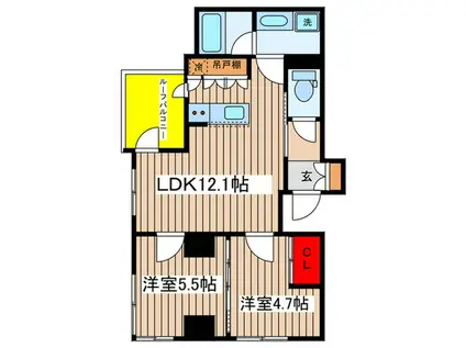 ルミアージュ登戸(2LDK/6階)の間取り写真