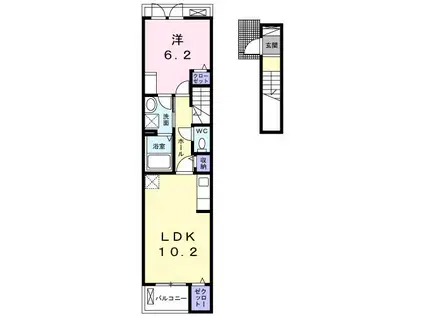 メゾン・ド・オリーブ(1LDK/2階)の間取り写真