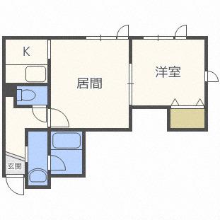 パームハイツ(1LDK/2階)の間取り写真