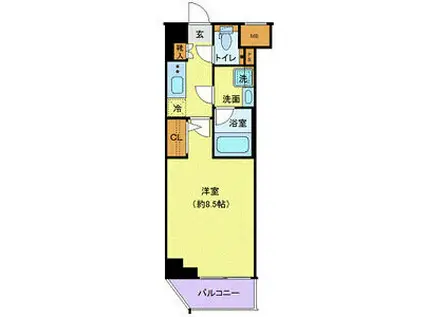 GENOVIA本羽田SKYGARDEN(1K/3階)の間取り写真