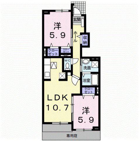サンリット I(2LDK/1階)の間取り写真