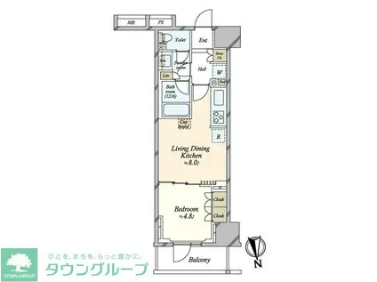 パークホームズ東陽町(1LDK/1階)の間取り写真