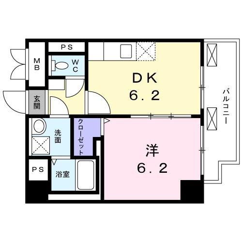グロリア南青山(1DK/2階)の間取り写真