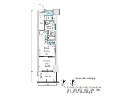 ロイヤルパークス赤羽ノース(1DK/3階)の間取り写真