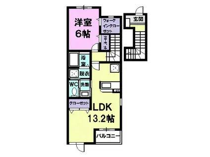 エターナル(1LDK/2階)の間取り写真