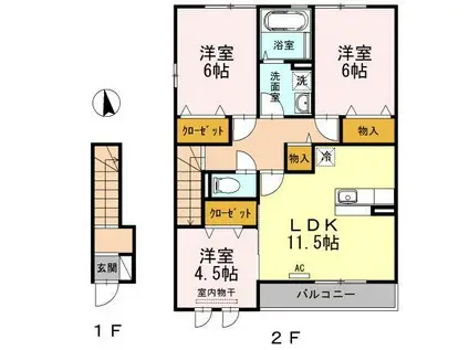 ヴィラ プレステージ(3LDK/2階)の間取り写真