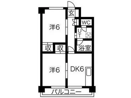 レジデンスRS(2DK/6階)の間取り写真