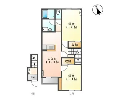 ベイテラスSH(2LDK/2階)の間取り写真