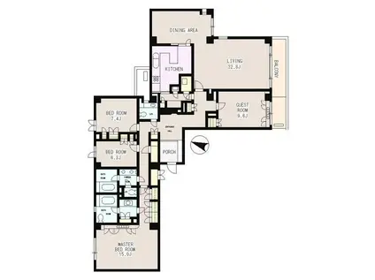 西原パーク・マンション(4LDK/4階)の間取り写真