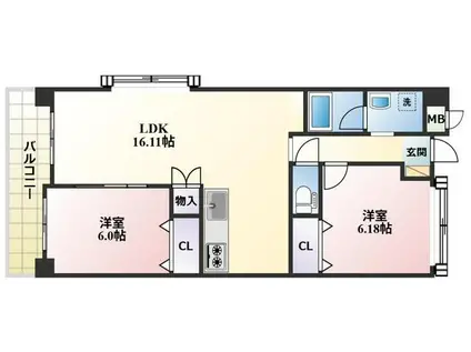 グラシューズ・エール(2LDK/4階)の間取り写真