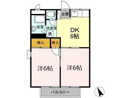 コーポ秋田(2DK/2階)の間取り写真