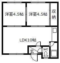 東武ハイツ A(2LDK/1階)の間取り写真