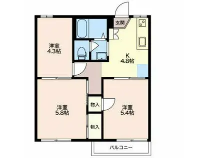 フレグランス今沢(3K/2階)の間取り写真