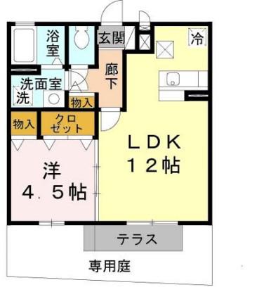 セントラルグレイスB棟(1LDK/1階)の間取り写真