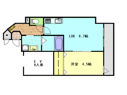グレイス神水(1LDK/9階)の間取り写真