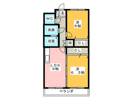 グロワール(2LDK/3階)の間取り写真