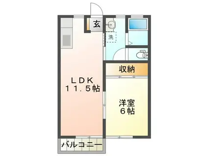メゾニティ21A棟(1LDK/2階)の間取り写真