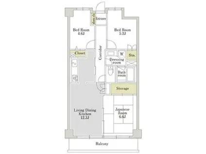 アーバンパーク三ツ池公園 S棟(3LDK/6階)の間取り写真