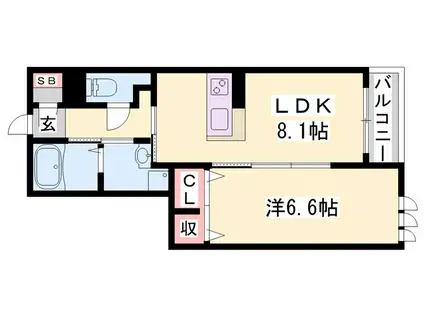 ラ・ファビュラス(1LDK/1階)の間取り写真