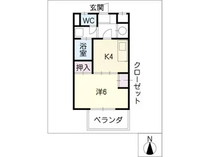ノースメゾンラコリン(1K/2階)の間取り写真