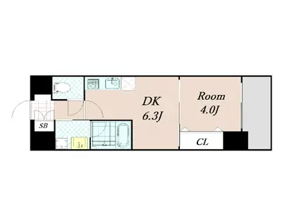 ベラジオ雅び京都円町駅前(1DK/7階)の間取り写真