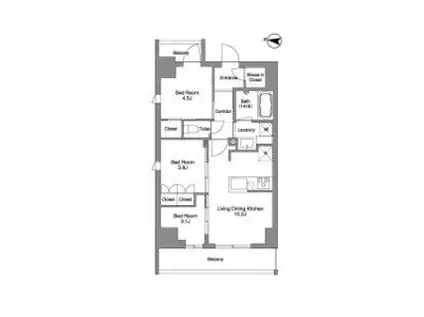 BPRレジデンス東日暮里(3LDK/3階)の間取り写真