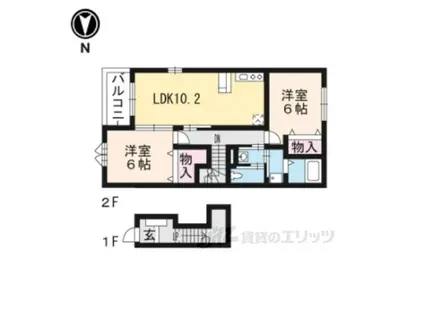 アニメート宝積(2LDK/2階)の間取り写真