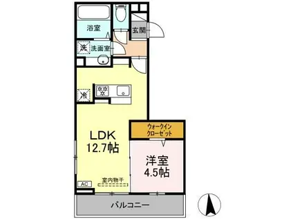 COUR18高宮E(1LDK/2階)の間取り写真