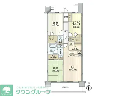 ウィズ川口パークガーデン(2SLDK/6階)の間取り写真