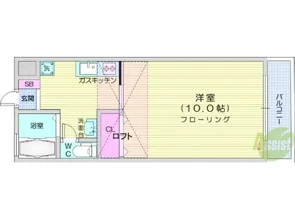 レオノール(1K/2階)の間取り写真