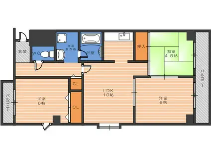 マイライフ鷹(3LDK/3階)の間取り写真