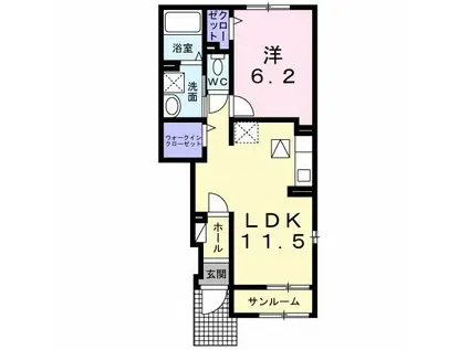 グレース大清水I(1LDK/1階)の間取り写真