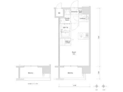 エンクレスト博多PARKSIDE(ワンルーム/10階)の間取り写真