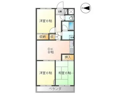 グランディールYOKOYAMA2(3DK/3階)の間取り写真